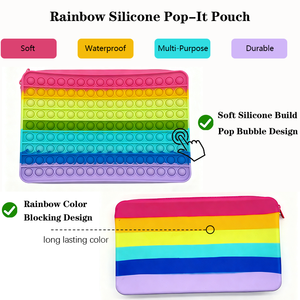 Bolsa de Maquillaje de Silicona Arcoíris, Organizador de Cosméticos, Suave al Tacto, Fácil de Limpiar, Gran Capacidad, para Brochas de Maquillaje, Cosméticos y Viajes - Product Image 1