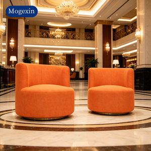 Modern Orange Fabric Swivel Accent Chair Upholstered Round Barrel Chair <b>for</b> Living Room Suitable <b>for</b> living rooms dining rooms - Product Image 3