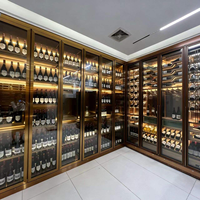 CBMMART Armoire à vin classique en bois massif de luxe avec vitrine en verre