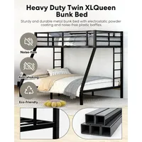 Futon double réglable moderne avec cadre en acier noir pour lit superposé en métal pour la maison, chambre, hôtel, école ou appartement, salon