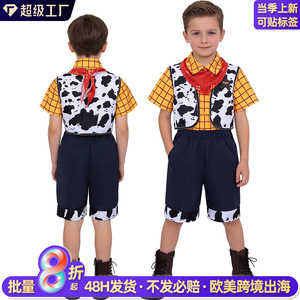 Costume de cowboy Woody de Toy Story pour enfants, veste à manches courtes, pantalon avec badge étoile et écharpe rouge, tenue de jeu de rôle - Product Image 2