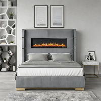 Lit de luxe en bois avec dossier à oreilles, design italien personnalisé, nouveau modèle, avec sommier à lattes et matelas
