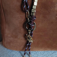 Breloque de sac en corde personnalisée avec nom, pendentif pour sac à main, chaînes en corde avec breloque en acier inoxydable, accessoire en paracorde fait main, accessoires pour sac