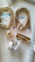 IProSan ensemble de pommeau de douche noir or bouton de douche, pommeau de douche, robinet thermostatique en laiton de salle de bain 8272