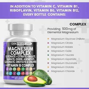 Complément alimentaire pour adultes OEM, complexe <span class=keywords><strong>de</strong></span> magnésium en capsules : glycinate, citrate, malate, oxyde, taurate, aspartate, <span class=keywords><strong>orotate</strong></span>, <span class=keywords><strong>zinc</strong></span>, cuivre, immunité - Product Image 5