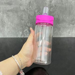 Gobelet isotherme portable 15 oz sans BPA, double paroi, en plastique moderne et durable, avec paille rabattable, pour enfant, motif UV DTF – Vente chaude - Product Image 3