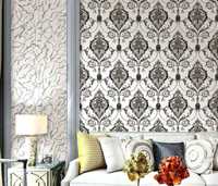 Keluaran baru Damask Modern 3D kertas dinding PVC pola bunga Harga terbaik untuk dekorasi dinding ruang tamu tahan air untuk Hotel