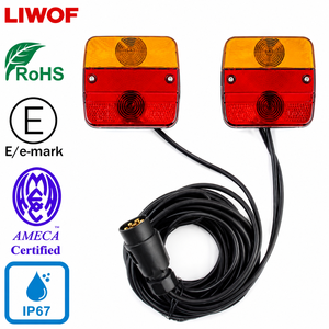 Kit de Luces Traseras Magnéticas Universales de 12V 24V con 4 Funciones: Freno, Luz Trasera, Direccional e Intermitente, Conector de 7 Pines, Cable de 10M, Impermeable IP67 para Remolque - Product Image 1