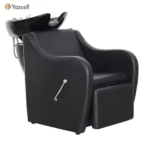 Yoocell Hot sale good price lounge shampoo chair with ceramic bowl backwash shampoo bed ceramic sink