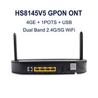 HS8145V5 GPON ONT, 4GE+1POTS+USB, WiFi Dual Band 2.4G&5G AC1200 Modem Serat Optik, Terminal Jaringan Optik FTTH