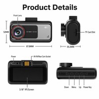 Caméra embarquée double objectif 4K HD avec ADAS, vision nocturne, enregistrement en boucle, écran IPS, grand angle 160-170°, adhésif 3M et support à ventouse