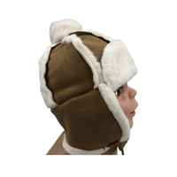 Gorro de piel para bebé, gorro de invierno con forro de felpa con orejeras, gorro de esquí a prueba de viento para bebé, gorro infantil para niñas y niños