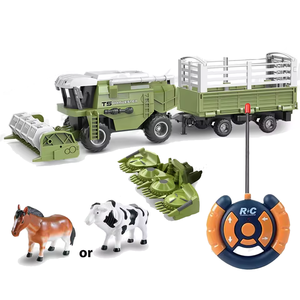 Tracteur agricole télécommandé avec remorque, <span class=keywords><strong>jouet</strong></span> pour <span class=keywords><strong>moissonneuse</strong></span>-<span class=keywords><strong>batteuse</strong></span>, 27 MHz, facile à installer, télécommande incluse, chargeur USB - Product Image 1