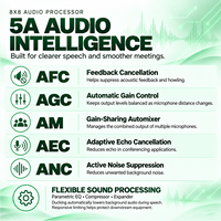 Processeur audio DSP SHARC 8x8 avec AEC, AFC, AGC, AM et configuration automatique, idéal pour la vidéoconférence et l'apprentissage à distance, convertisseur audio