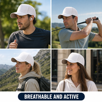 Gorra Trucker de 5 Paneles con Orificios Láser Personalizados, Cuerda Decorativa y Parche de PVC, Gorra Deportiva de Secado Rápido para Pesca, Golf y Actividades al Aire Libre, Venta al Por Mayor