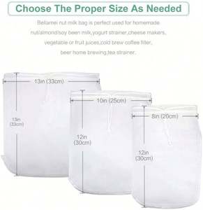 Sac en maille de nylon réutilisable 100 microns pour lait végétal (amande/soja), yaourt grec, café froid et thé – Professionnel – Personnalisable CN;JIA - Product Image 3