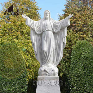 Statue de la Vierge Marie et de l'Enfant Jésus sculptée à la main en marbre <span class=keywords><strong>blanc</strong></span>, grande taille, pour la décoration de jardin ou d'église - Product Image 6