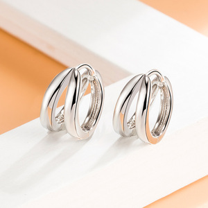 Aro corazon de colores plata 925 aretes plata 925 Boucles d'oreilles bijoux zarcillos pendientes de plata esteletina 925 chapada en rodi - Product Image 2