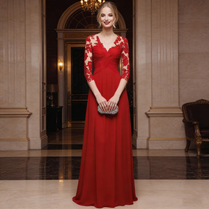 Nouvelle <span class=keywords><strong>Robe</strong></span> de Mariée et de Soirée Élégante en Satin et Dentelle, Coupe A-Line Longue, Taille Naturelle, Collection Été 2026 pour Femme - Product Image 5