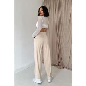 กางเกงสตรีสีเบจเอวยางยืดระบายอากาศได้ดีมี3XL ไซส์ XS M L XL สำหรับฤดูร้อน - Product Image 1