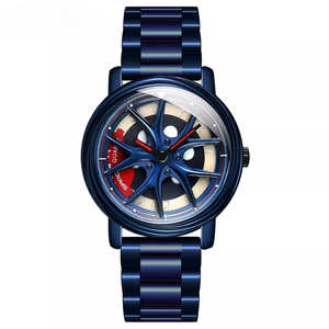 Wholesale Men Fashion Cool <b>Racing</b> <b>Wheel</b> Design Rotating Quartz Watch Stainless Steel Band Waterproof Sports Analog Wristwatch - Product Image 1