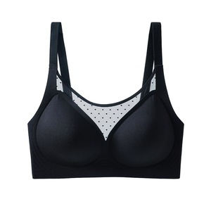 <span class=keywords><strong>Sujetador</strong></span> de malla con lunares para mujer de talla grande, sin aros, con tiras de gel, soporte suave, sin costuras, transpirable, copa completa - Product Image 6