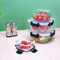 Récipients alimentaires en verre Offre Spéciale Boîte à lunch Récipients alimentaires en verre carrés et ronds multifonctions avec couvercles hermétiques