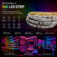 Bande lumineuse LED numérique RGB 12 mm 3 oz PCB Série 15M 12V/24V 12W/14W WS2811/USC1903 20 pixels/10 pixels découpable IP20/IP65 CE RoHS