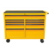 Armoire à outils roulante de garage OEM 46 pouces à 9 tiroirs avec roulettes robustes et dessus en bois, vente en gros