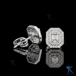 Natural Diamond Brilliant Cut Double Octagon Halo Filled IGI Certified <b>Stud</b> Earrings 14K 18K Solid Gold Luxury Women Jewelry - Product Image 1