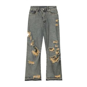 New Trendy Fashion Jeans High Street Beggar Casual Jeans Skinny Ripped Men's Trousers Straight Men's Jeans - Product Image 6
