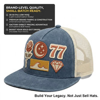Casquette de camionneur ajustée avec broderie 3D personnalisée, applique animale et motif d'image en tissu toile/maille/velours pour usage extérieur