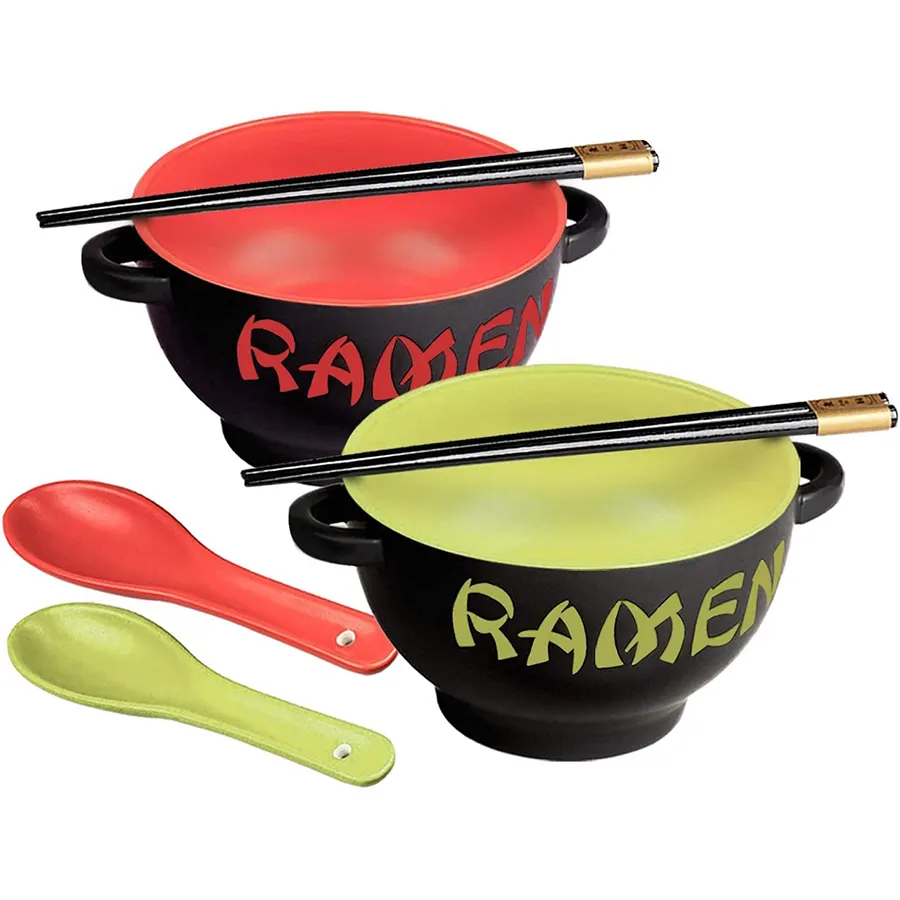 17.5oz ceramica giapponese ramen bowl set di 2 zuppa cucchiaio e bacchette ciotole per il servizio di noodle