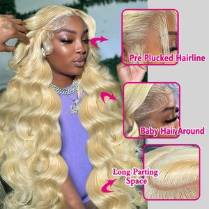 <span class=keywords><strong>Parrucca</strong></span> 613 13x4 Lace Front in Capelli Umani, <span class=keywords><strong>Bionda</strong></span> Naturale, Densità 250, Ondulata, con Pizzo HD Trasparente, Pre-Pizzicata per Donna - Product Image 3