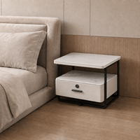 Meja Samping Tempat Tidur Kayu Solid Lapis Ganda Modern Ramah Lingkungan Tahan Lama dengan Laci untuk Kamar Tidur Mesa De Noche
