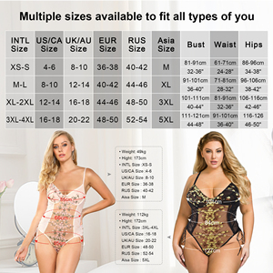 Nuovo Stile <span class=keywords><strong>Elegante</strong></span> Tuta Teddy Rosa Lingerie da Donna con Ricamo Floreale Trasparente e Scavato, Body Sexy Taglie Forti - Product Image 2