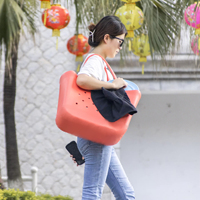Sac de plage pliable et réutilisable en EVA imperméable et léger, grande capacité, avec deux poignées ouvertes, idéal pour les voyages