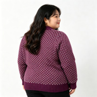 Cardigan en tricot jacquard grande taille brodé, avec poignets côtelés, vêtement d'extérieur tricoté, personnalisé pour femme, directement de l'usine