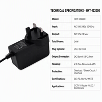 Adaptor Daya 12V 2A 24W Catu Daya AC DC untuk LED CCTV Kamera Keamanan Router Monitor