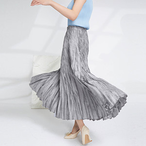 Abbigliamento moda donna di <span class=keywords><strong>alta</strong></span> qualità elegante <span class=keywords><strong>vita</strong></span> <span class=keywords><strong>alta</strong></span> 100% poliestere gonna lunga <span class=keywords><strong>a</strong></span> pieghe gonna lunga stile Casual - Product Image 5