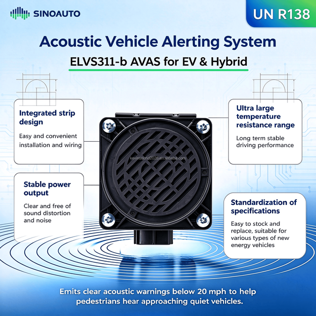 Durable & Waterproof ELVS311-b Acoustic Vehicle Alerting System, 12V 9-16V IP67 Rated Pedestrian Warning Device for EVs
