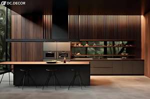 Îlot <span class=keywords><strong>de</strong></span> cuisine moderne DC DECOR, construction en contreplaqué laqué, plateau en <span class=keywords><strong>granit</strong></span>, écologique, ignifuge, intégré - Product Image 2