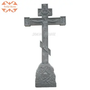 Usine vente personnalisé sculpté à la main de grande taille en marbre blanc naturel croix crucifix pierre tombale