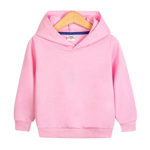 Vente en gros <span class=keywords><strong>de</strong></span> vêtements pour enfants : Sweat à capuche uni en pur coton à manches longues, haut <span class=keywords><strong>de</strong></span> sport pour enfants, sweat à capuche pour filles printemps-automne - Product Image 2