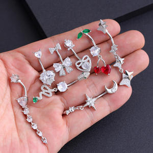 Gaby Fashion 316L Acero inoxidable Zircon Ombligo Anillo <span class=keywords><strong>10mm</strong></span> Ombligo Piercing Cuerpo Joyería para niños - Product Image 4