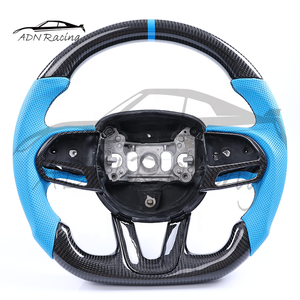 Volante de Cuero Azul con Fibra de Carbono para <span class=keywords><strong>Dodge</strong></span> <span class=keywords><strong>Charger</strong></span> Challenger Durango JEEP SRT Trackhawk Magnum 2005-2020 - Product Image 1
