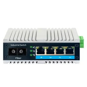 1 optical, 4 electrical, single mode, dual fiber DIN rail type 100Mbps industrial grade switch due to LED lights