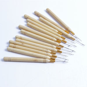 Saç uzatma döngü iğne diş ahşap çekme kanca tığ boncuk cihazı tel aracı saç veya tüy uzantıları için - Product Image 1