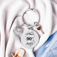 Porte-clés de luxe en acier inoxydable avec numéro 16 18 20 21 25 30 50 90, porte-clés en métal pour anniversaire, charme de bougie de gâteau joyeux anniversaire, souvenirs, cadeau