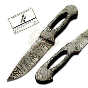 Hermoso hecho a mano sin costuras Integral forjado Damasco acero caza Camping desollar cuchillo Funda de cuero personalizable OEM - Product Image 1